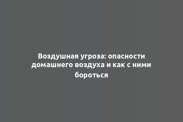 Воздушная угроза: опасности домашнего воздуха и как с ними бороться